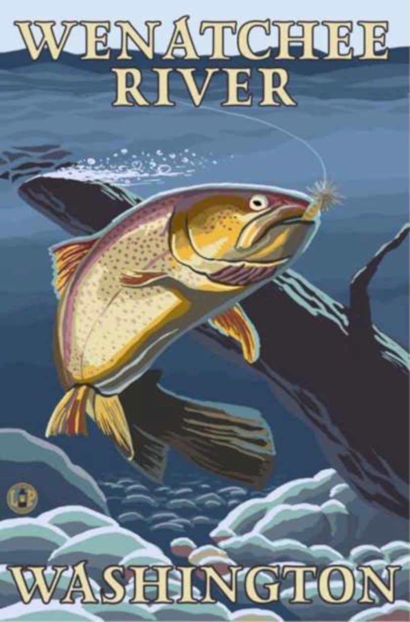Wenatchee River Trout Vintage Retro Advert Ads A4 Photo Print