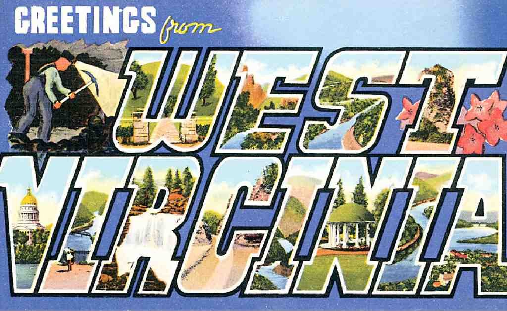 West Virginia Luggage Label Vintage A4 Photo Print