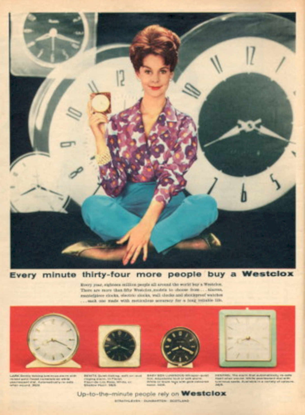 Westclox Watches Time 1960s Vintage Retro Advert
