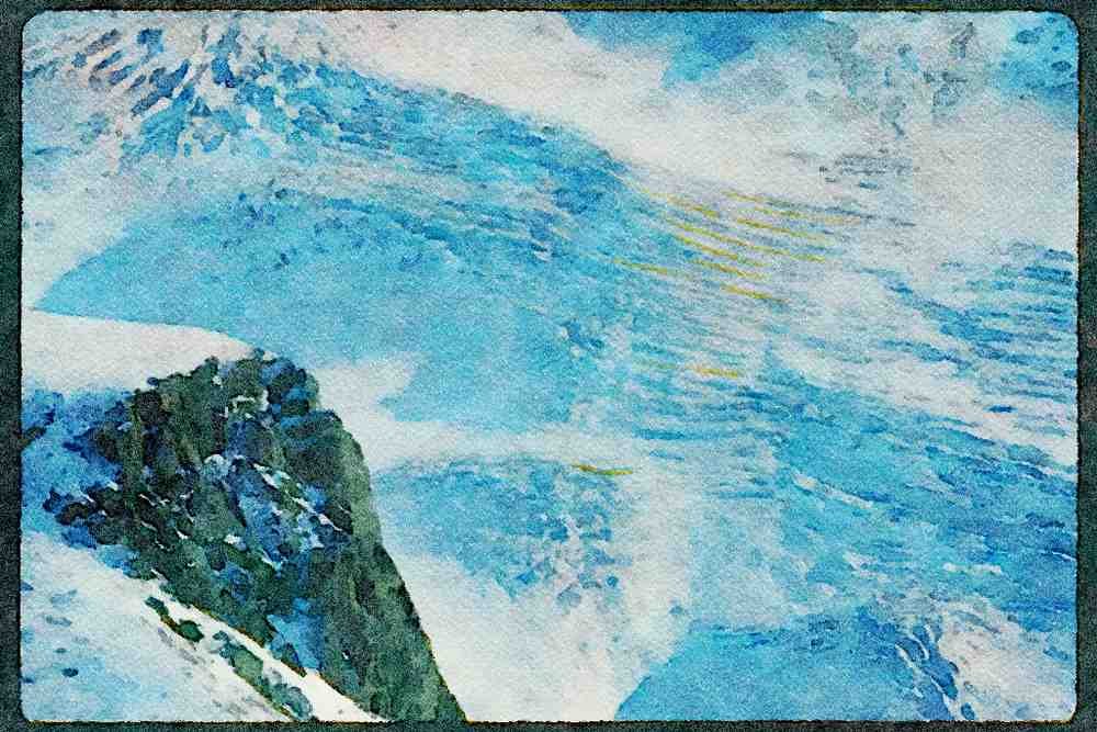 Western Canada 018018 Athabaska Glacier Jasper Park, Alberta A4 Limited Edition Watercolour Print