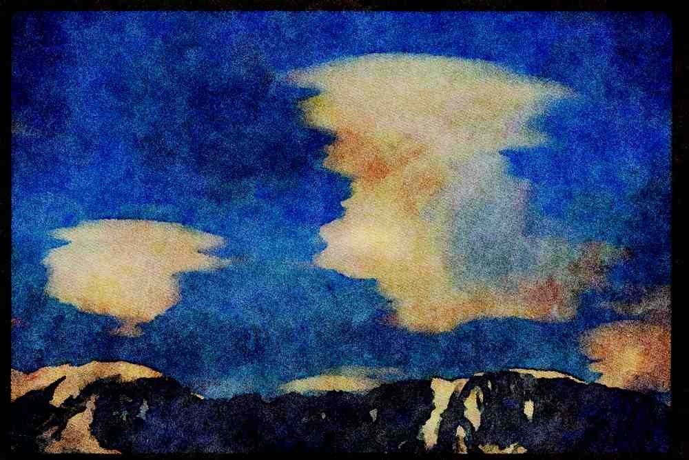 Western Canada 018047 Lenticular Clouds Kluane Park, Yukon A4 Limited Edition Watercolour Print