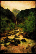 Western Canada 018085 Waterfall A4 Limited Edition Watercolour Print