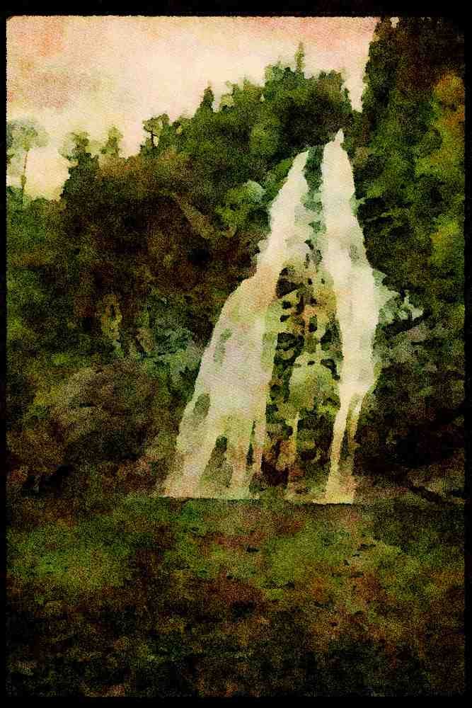 Western Canada 018086 Waterfall On Kennedy River Vancouver Island, B.C. A4 Limited Edition Watercolour Print