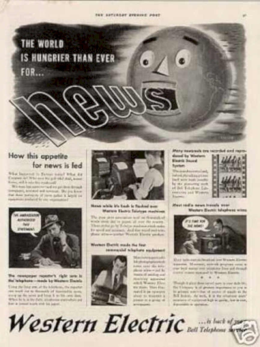 Western Electric Globe Vintage Retro Advert Ads A4 Photo Print