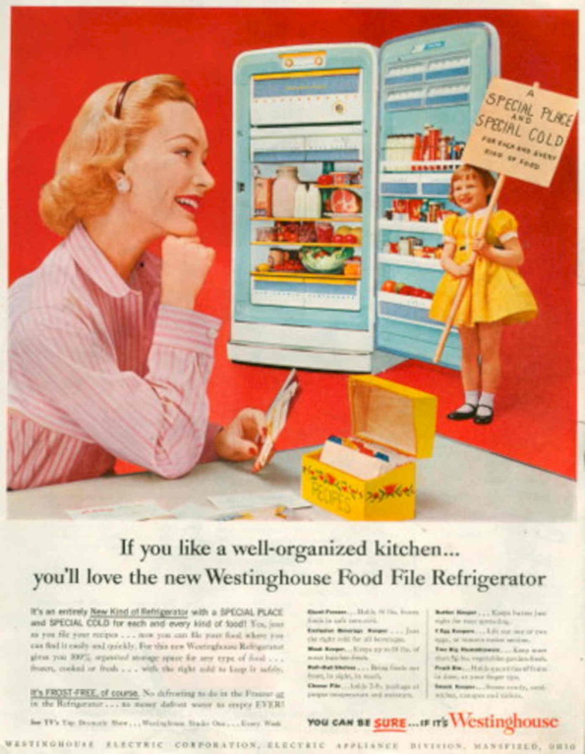 Westinghouse Food Files 1950s Vintage Retro Advert Poster