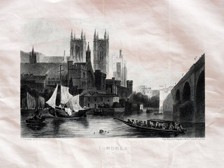 Westminster Abbey Thames London England Malte Brun 1826 Vintage A4 Photo Print