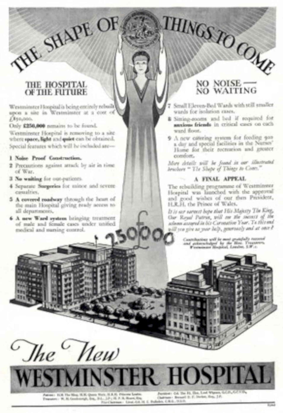 Westminster Hospital 1938 1930s Vintage Retro Advert Poster