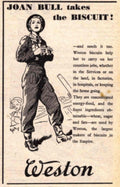 Weston Biscuits Joan 1940s Vintage Retro Advert Poster