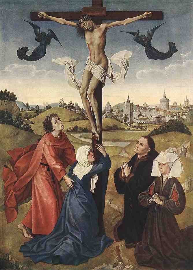 Weyden Crucifixion Triptych central panel A4 Photo Print