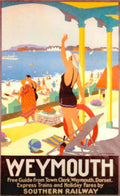 Weymouth Beach Poster 1930s Vintage Retro Advert Poster