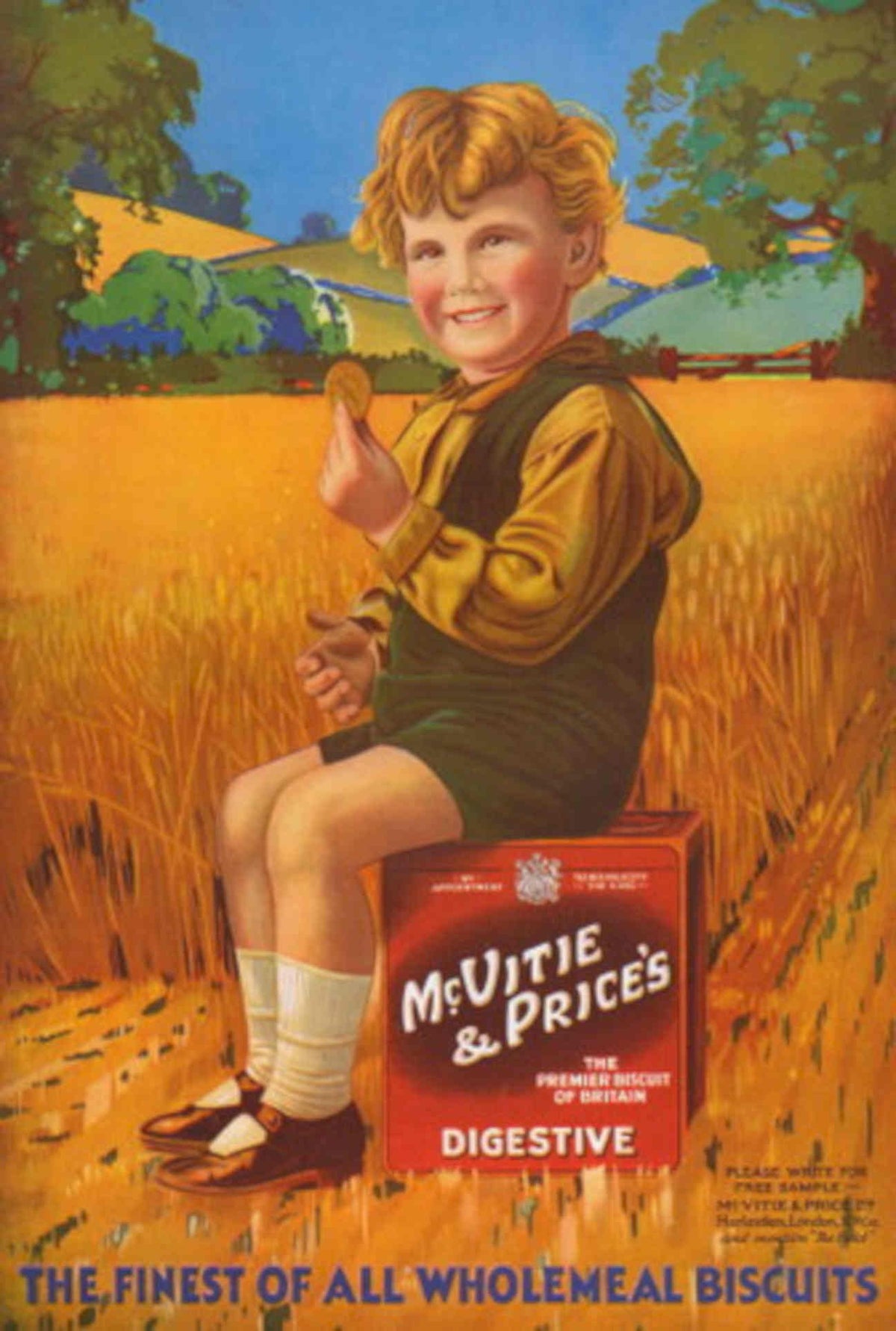 Wheat Biscuit Boy 1930s Vintage Retro Advert Poster
