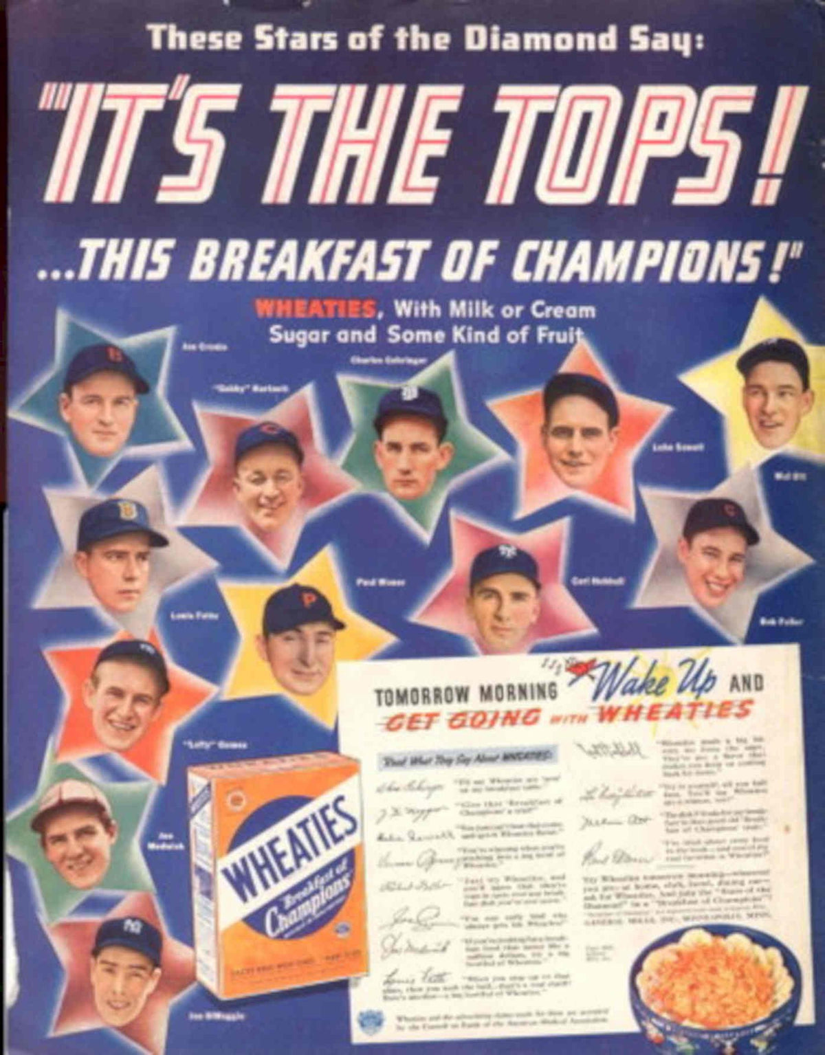 Wheaties Breakfast Stars 1950s Vintage Retro Advert Poster