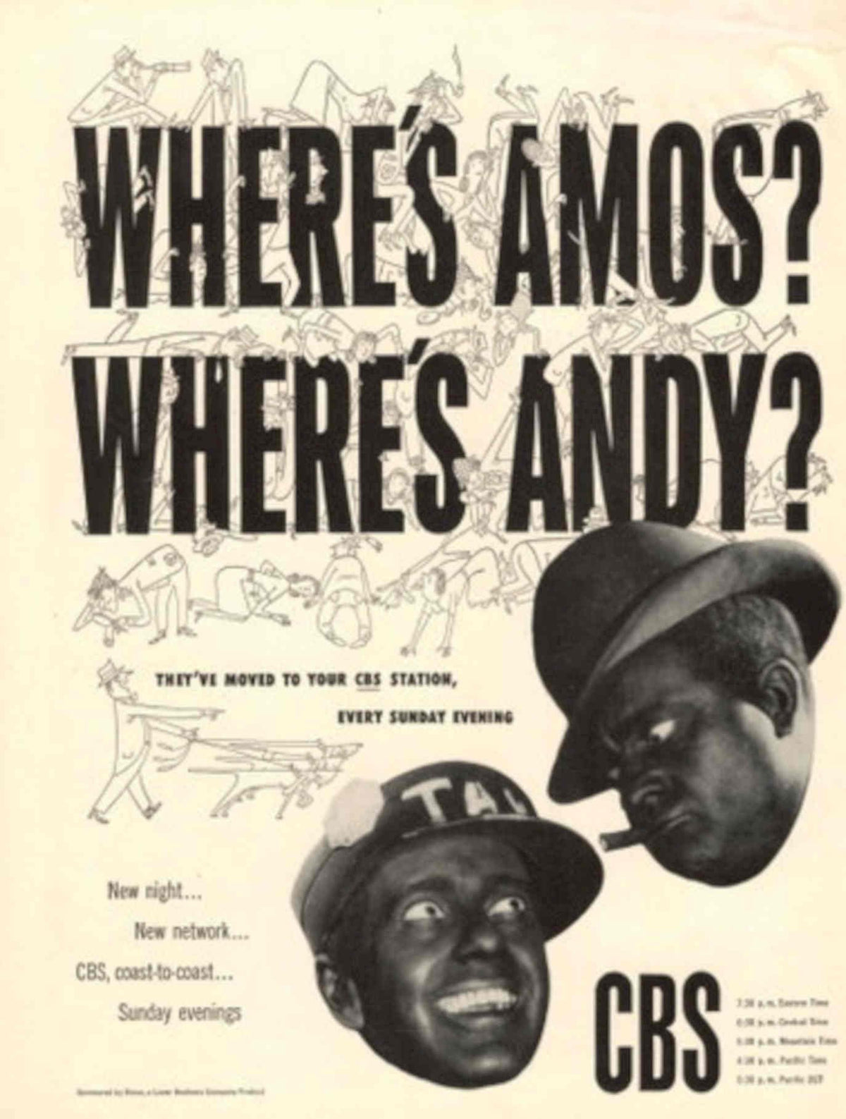 Wheres Amos Andy 1930s Vintage Retro Advert Poster