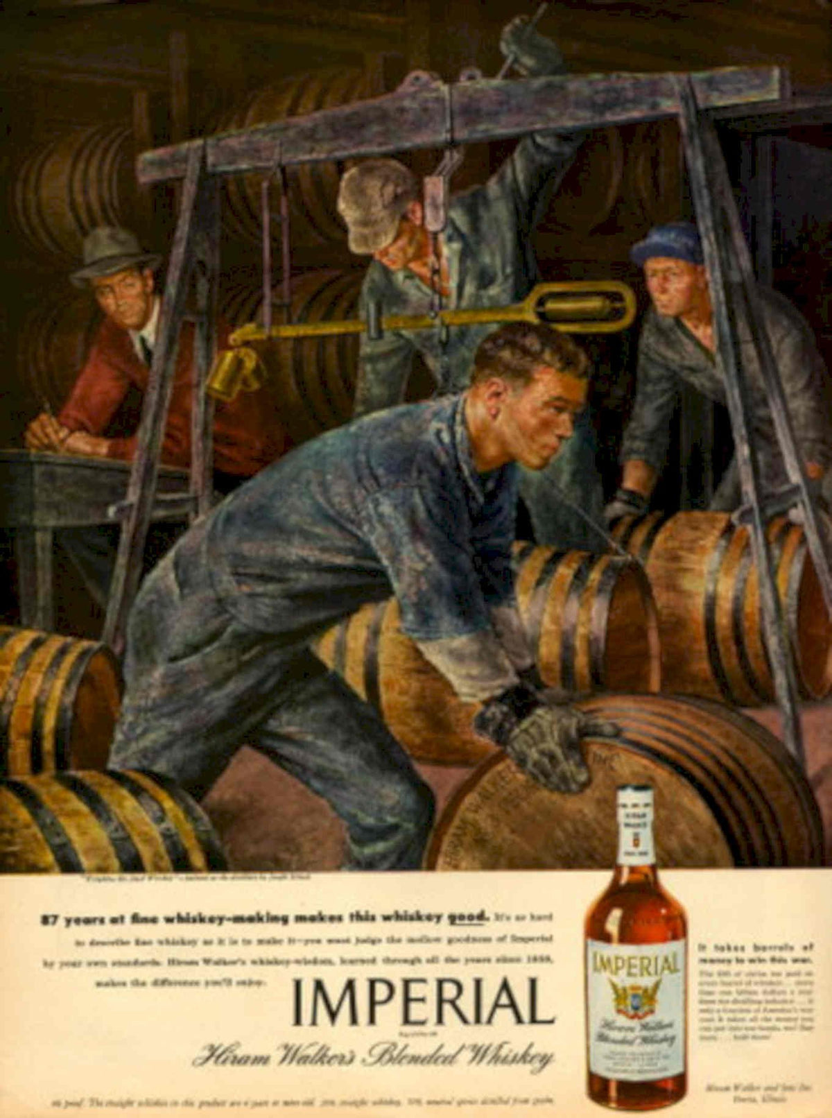 Whiskey Barrel Imperial 1940s Vintage Retro Advert Poster