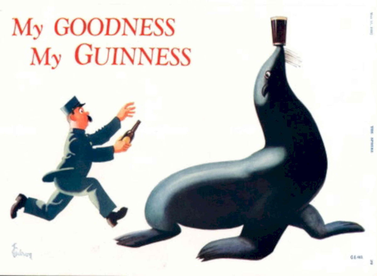 Whiskey Seal Guinness 1930s Vintage Retro Advert Poster