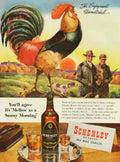 Whiskey Sunrise Rooster 1940s Vintage Retro Advert Poster