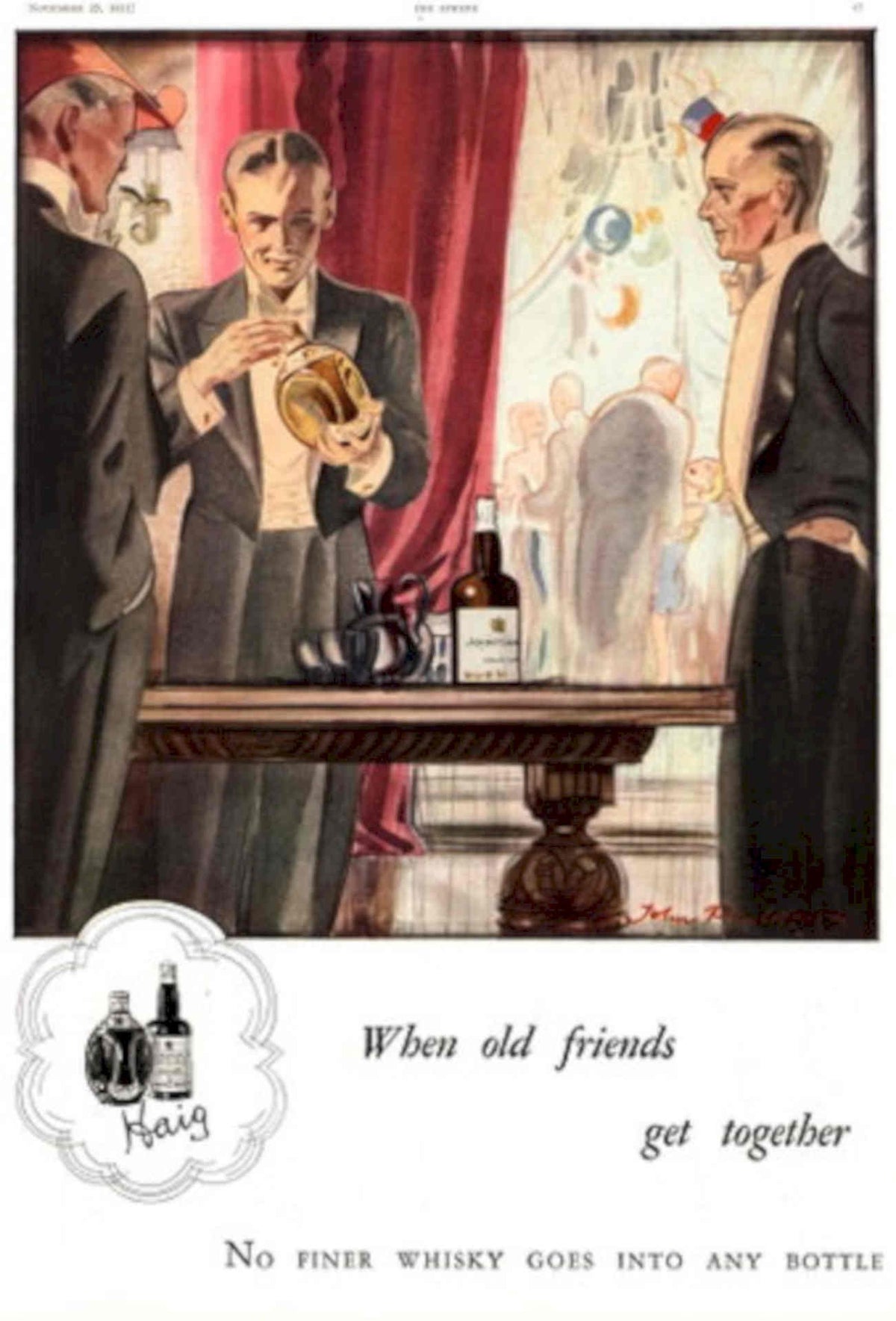 Whisky Friends Haig 1930s Vintage Retro Advert Poster