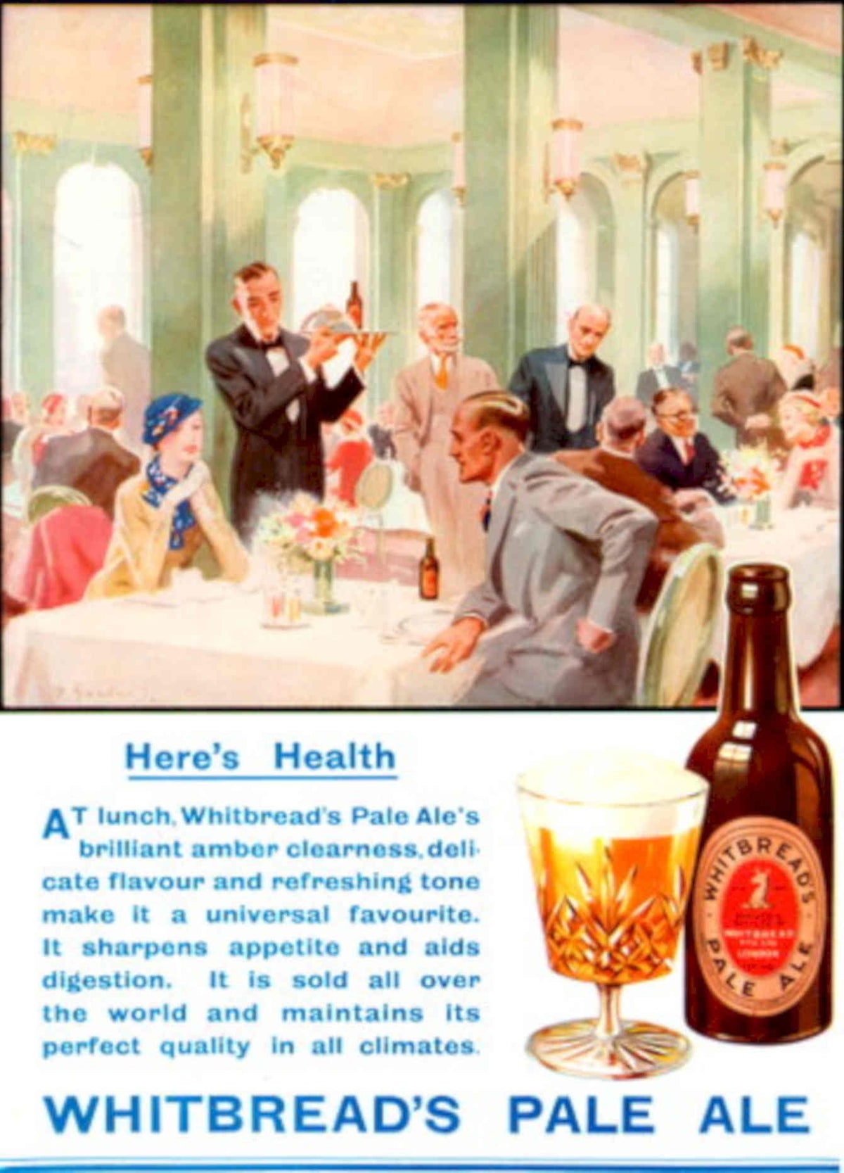 Whitbread Pale Ale 2 1930s Vintage Retro Advert Poster