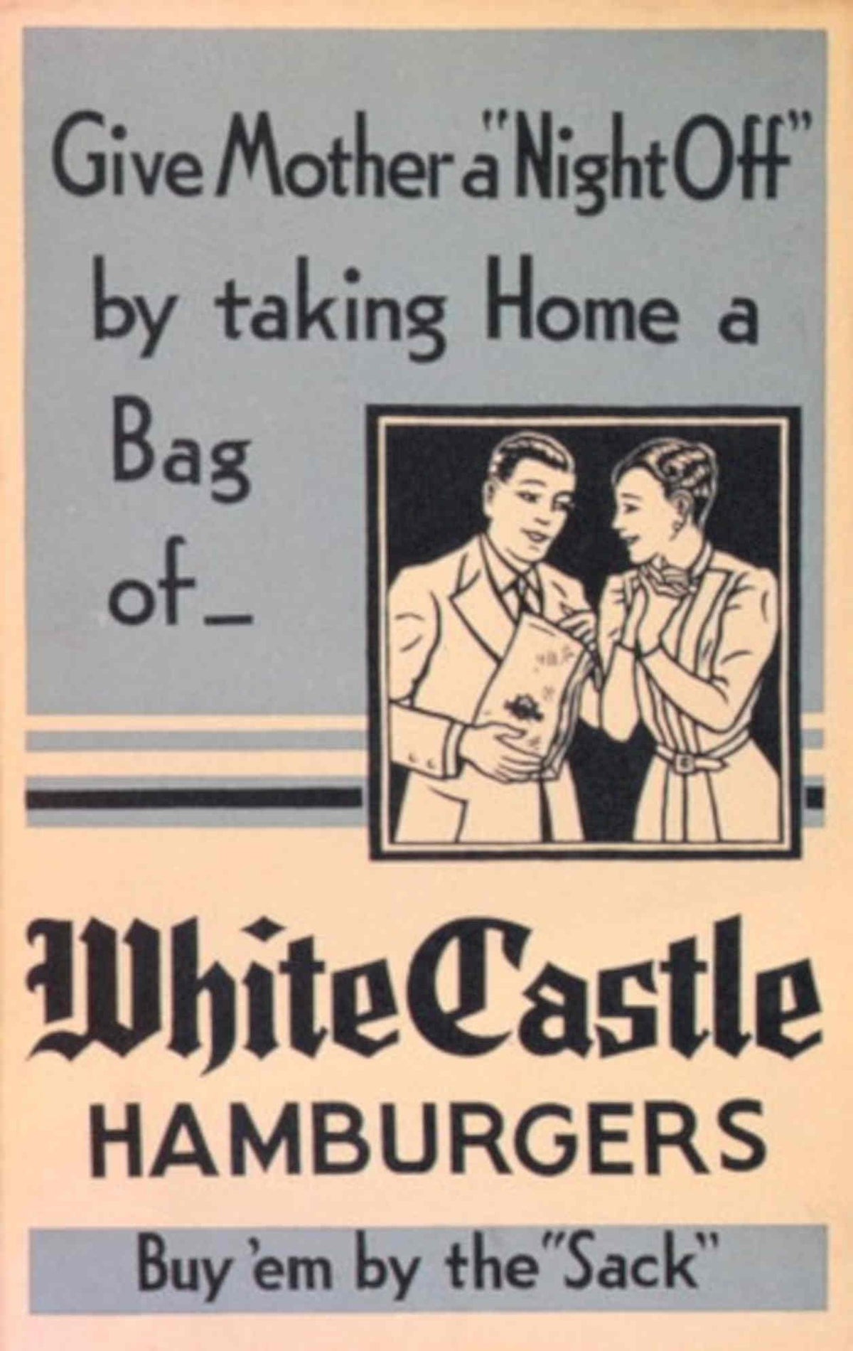 White Castle Hamburgers 1930s Vintage Retro Advert Poster