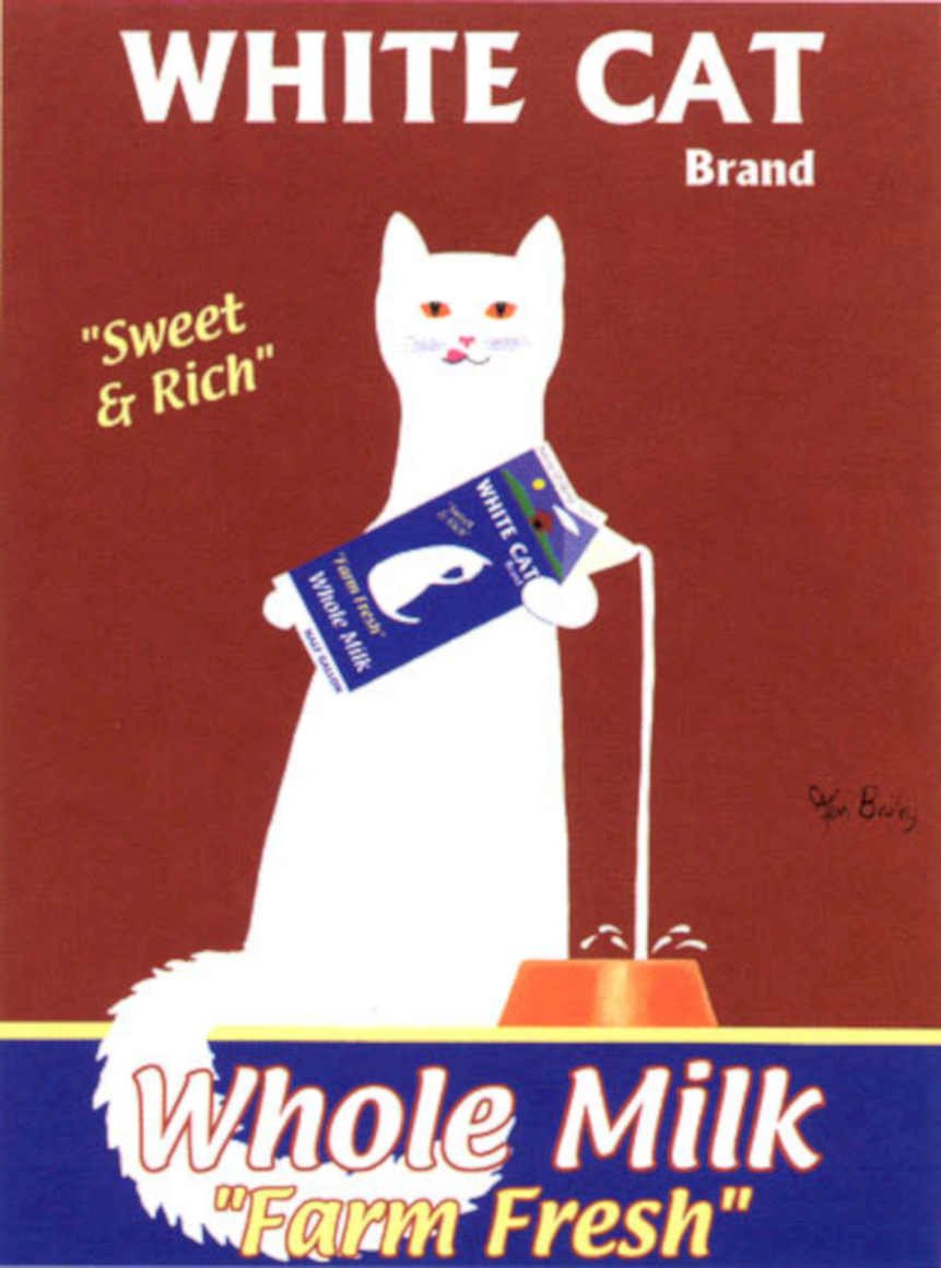 White Cat Milk 2 Vintage Retro Advert Ads A4 Photo Print