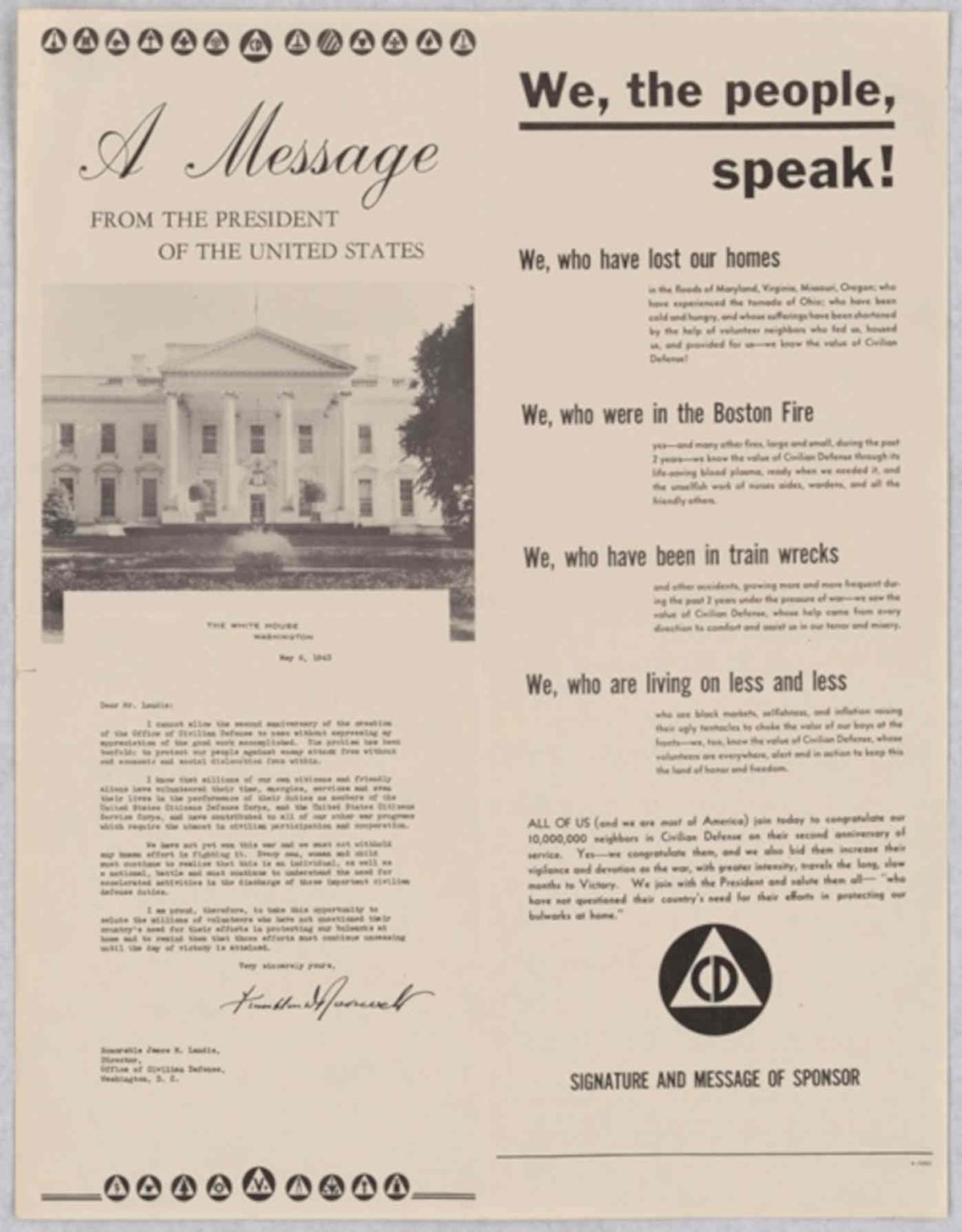 White House Message American World War II Advert Poster