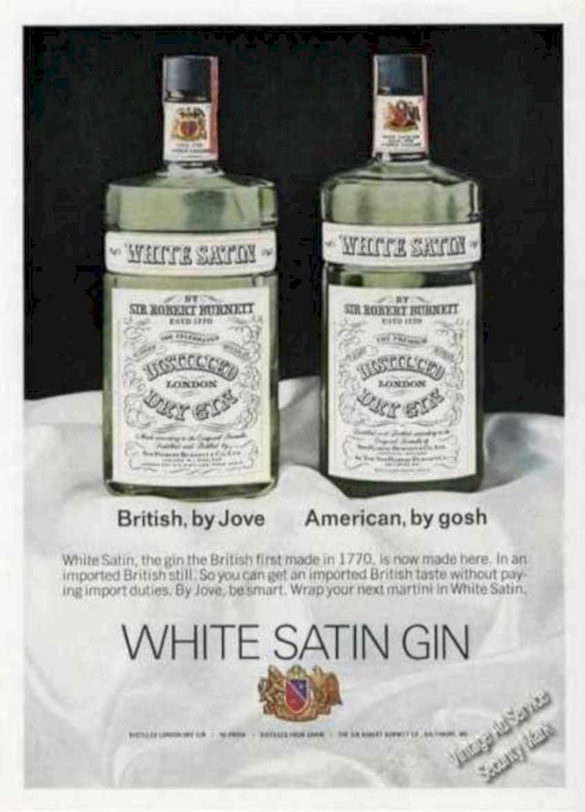 White Satin Gin 1 Vintage Retro Advert Ads A4 Photo Print