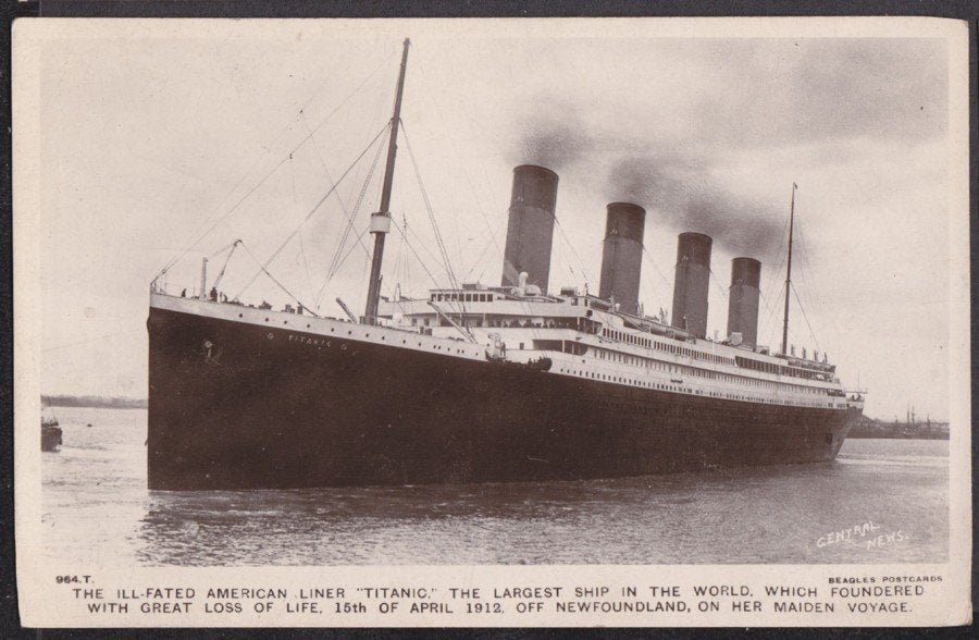 White Star Line Ill Fated Titanic Sunk April 1912 Leaves Harbour Vintage A4 Photo Print