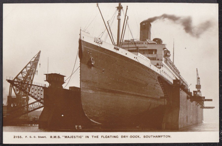 White Star Line Rms Majestic In Floating Dry Dock Southampton Vintage A4 Photo Print