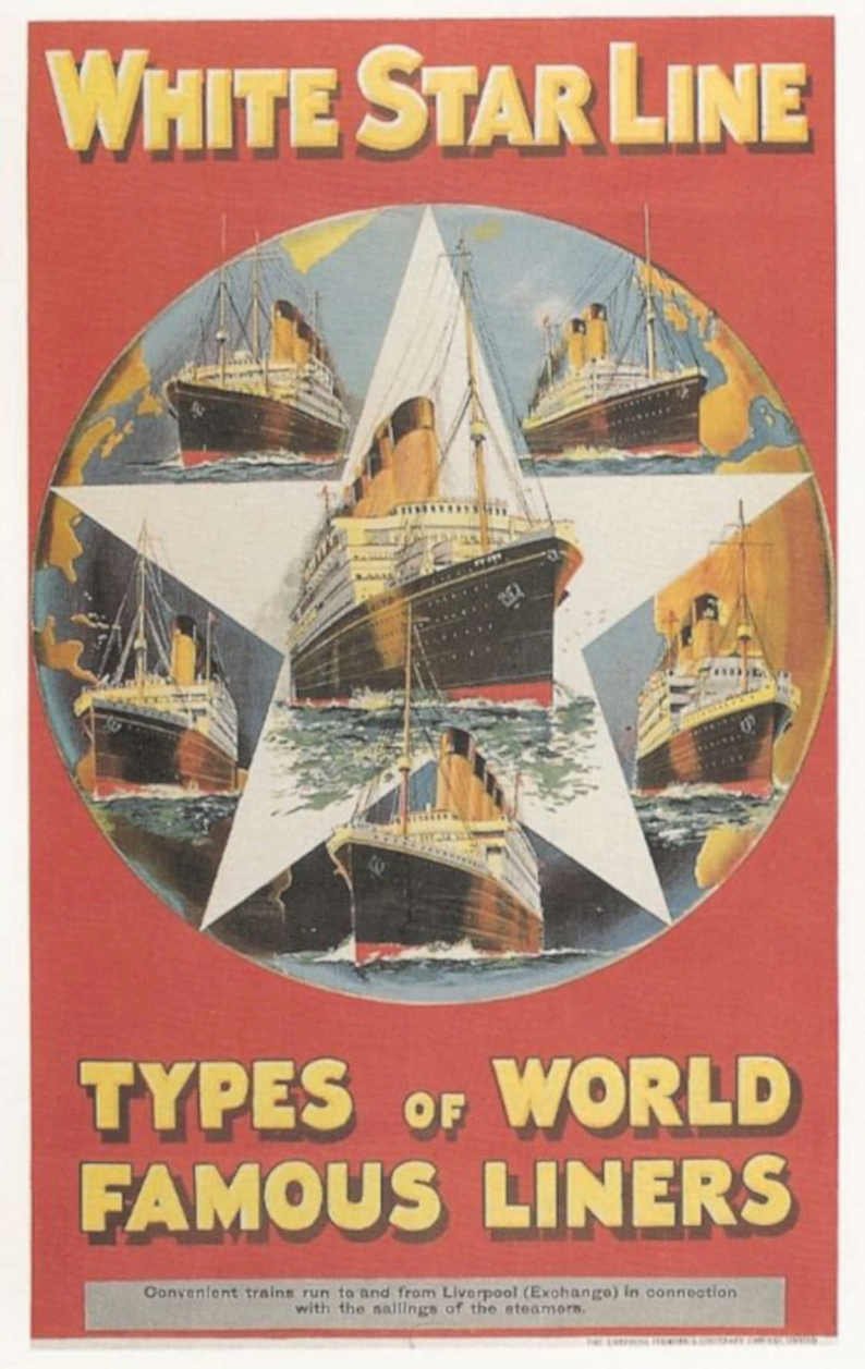 White Star Liners Vintage Retro Advert Poster A4 Photo Print