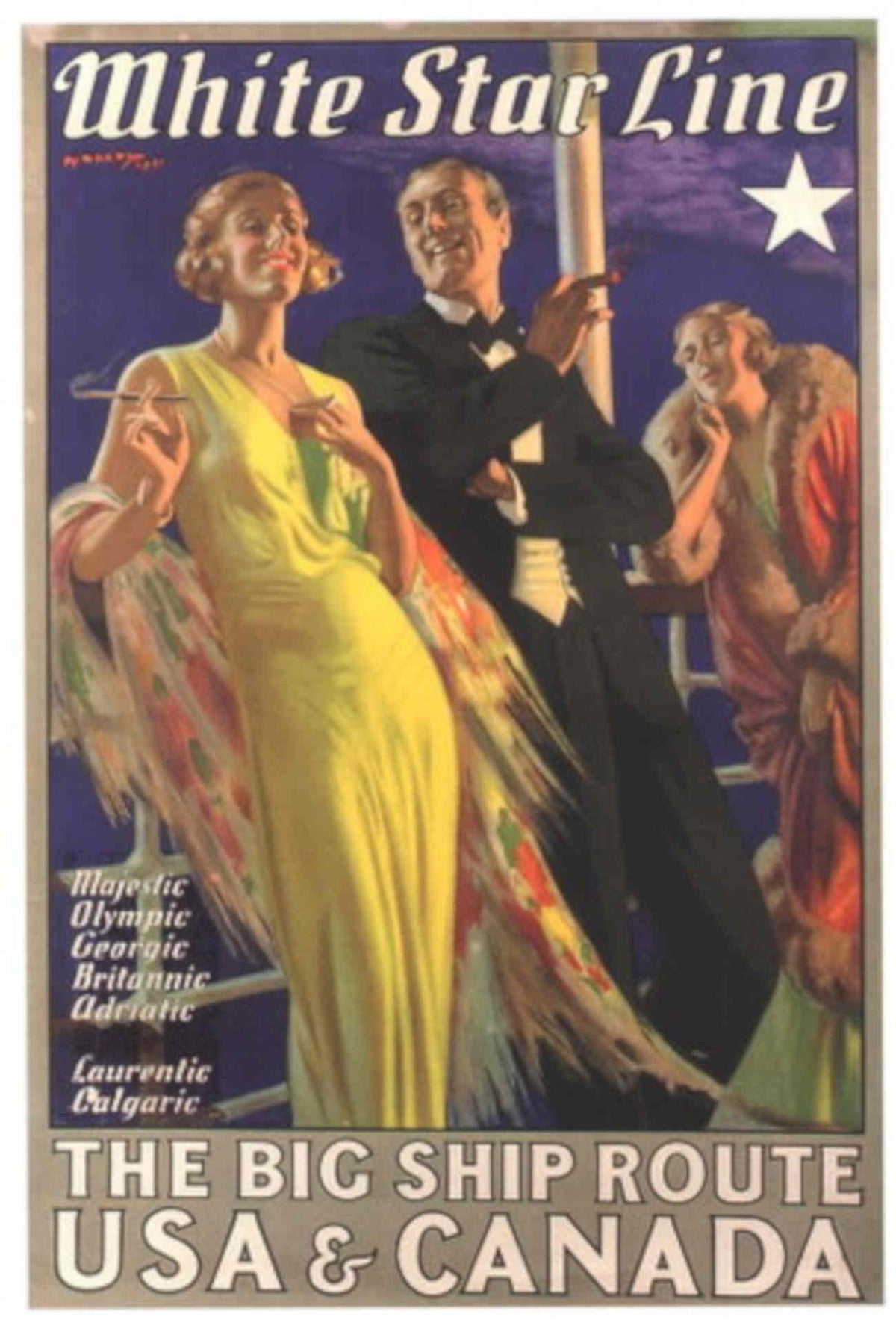 White Star Majestic 1930s Vintage Retro Advert Poster
