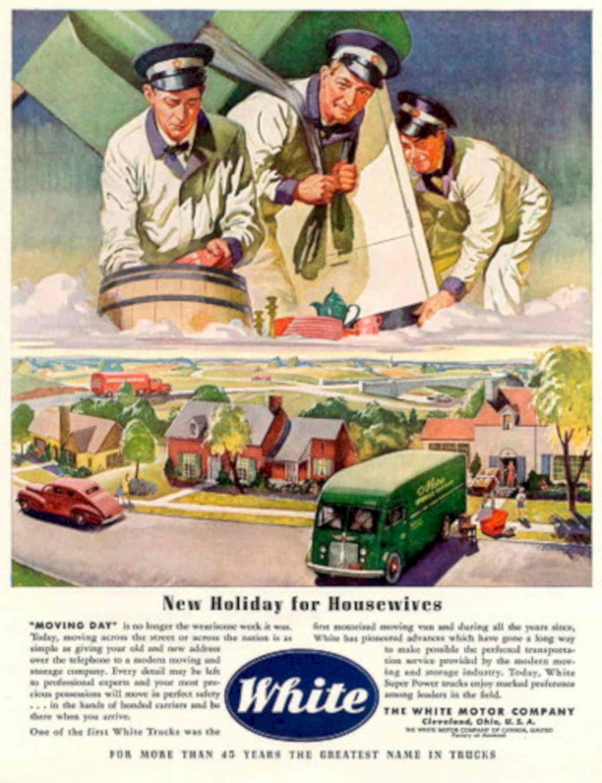 White Trucks 1930s 1950s Vintage Retro Advert Poster