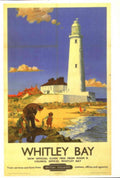 Whitley Bay Lighthouse 1950s Vintage Retro Advert Poster