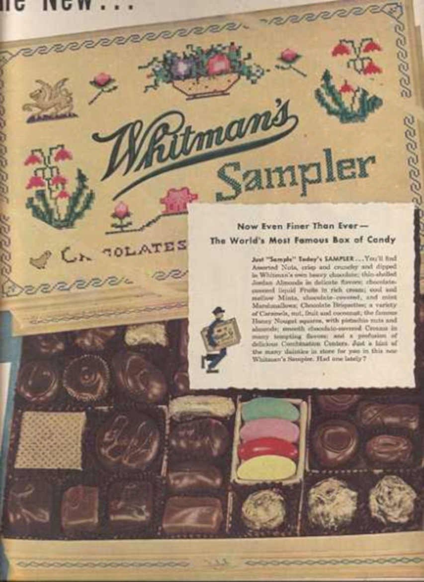Whitman Sampler Candies Vintage Retro Advert Ads A4 Photo Print