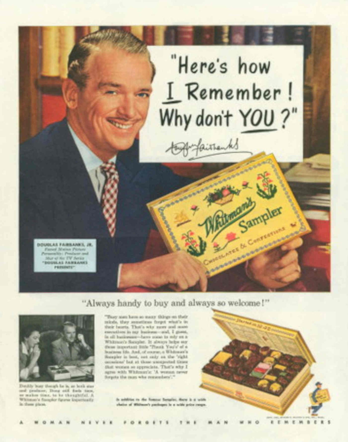 Whitman Sampler Chocolates 1950s Vintage Retro Advert Poster