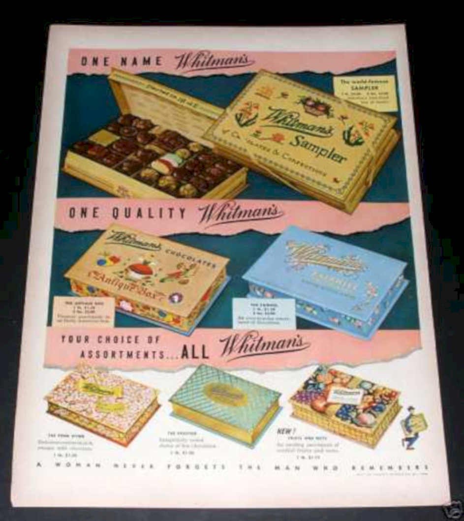 Whitmans Chocolate Boxes Vintage Retro Advert Ads A4 Photo Print