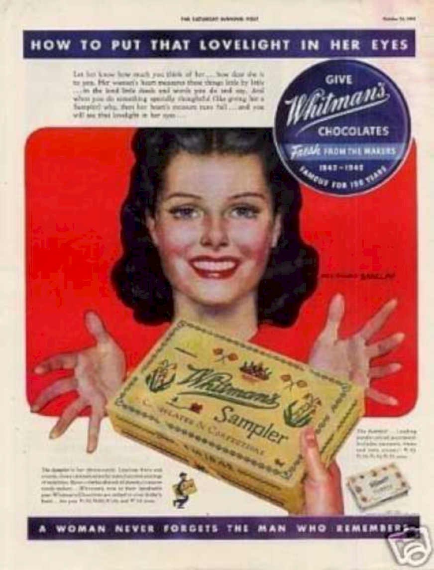 Whitmans Sampler Box Vintage Retro Advert Ads A4 Photo Print