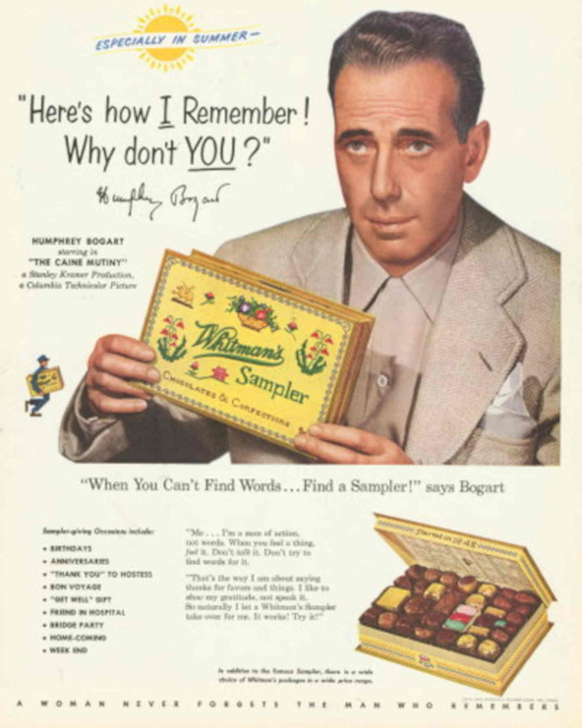 Whitmans Sampler Chocolates 1950s Vintage Retro Advert Poster