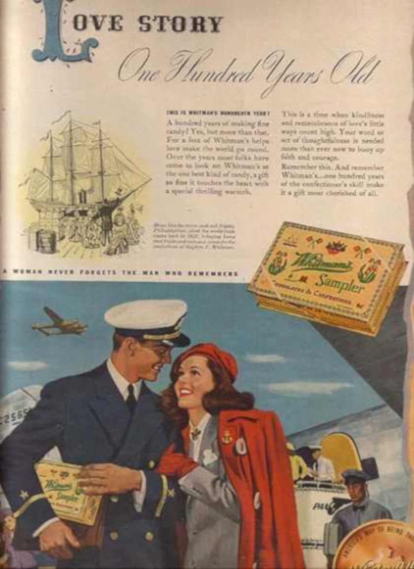 Whitmans Sampler Couple 2 Vintage Retro Advert Ads A4 Photo Print