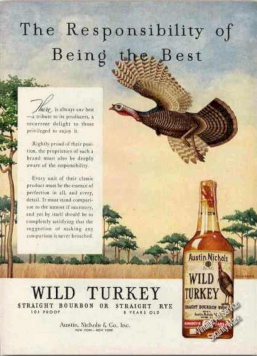 Wild Turkey Bourbon Vintage Retro Advert Ads A4 Photo Print