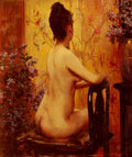 Wiles Irving Ramsay Seated Nude Art A4 Photo Print
