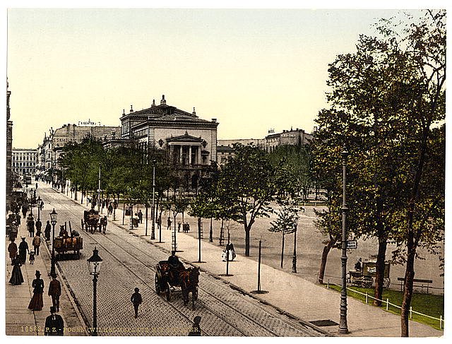 Wilhelmsplatz and theatre Posen Vintage A4 Photo Print