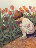 Willcox Smith Good Housekeeping Apr 1919 Smelling tulips A4 Photo Print