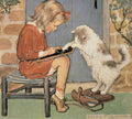 Willcox Smith Good Housekeeping Schoolwork with kitty A4 Photo Print