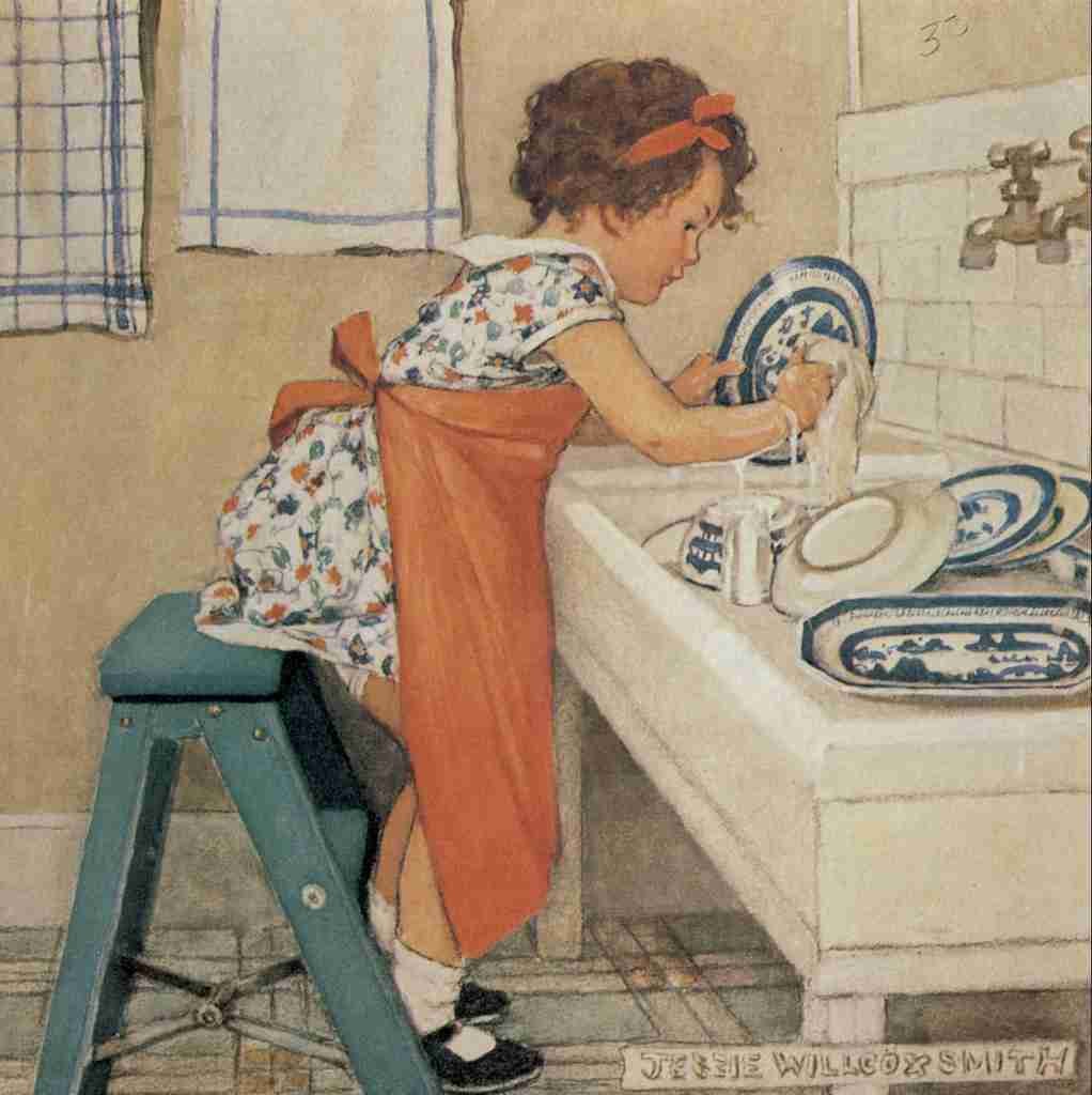 Willcox Smith Good Housekeeping Washing up A4 Photo Print