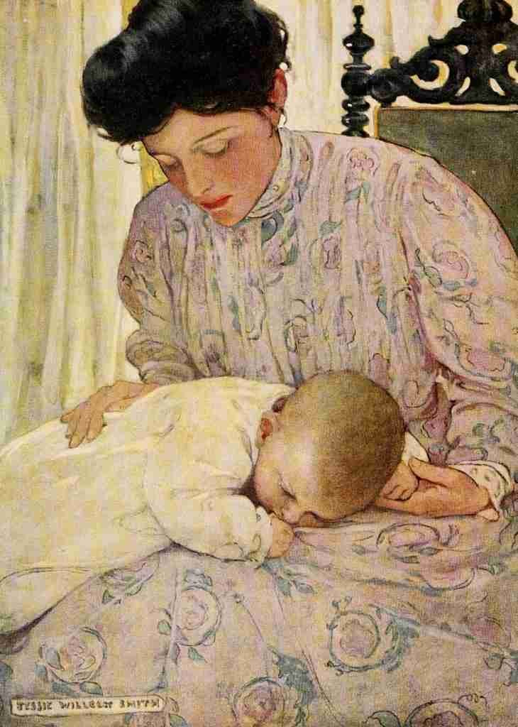 Willcox Smith Jessie 1909 Infant in its mothers arms A4 Photo Print