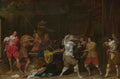 Willem Duyster Soldiers fighting over Booty in a Barn A4 Photo Print