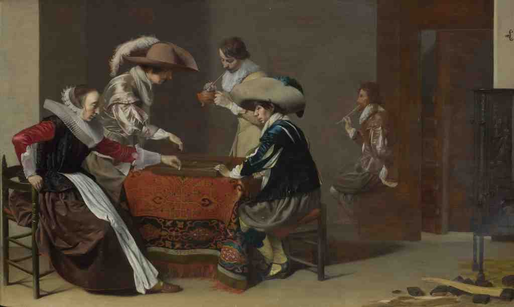 Willem Duyster Two Men playing Tric trac, with a Woman scoring A4 Photo Print