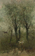 Willem Maris Ducks alighting on a Pool A4 Photo Print