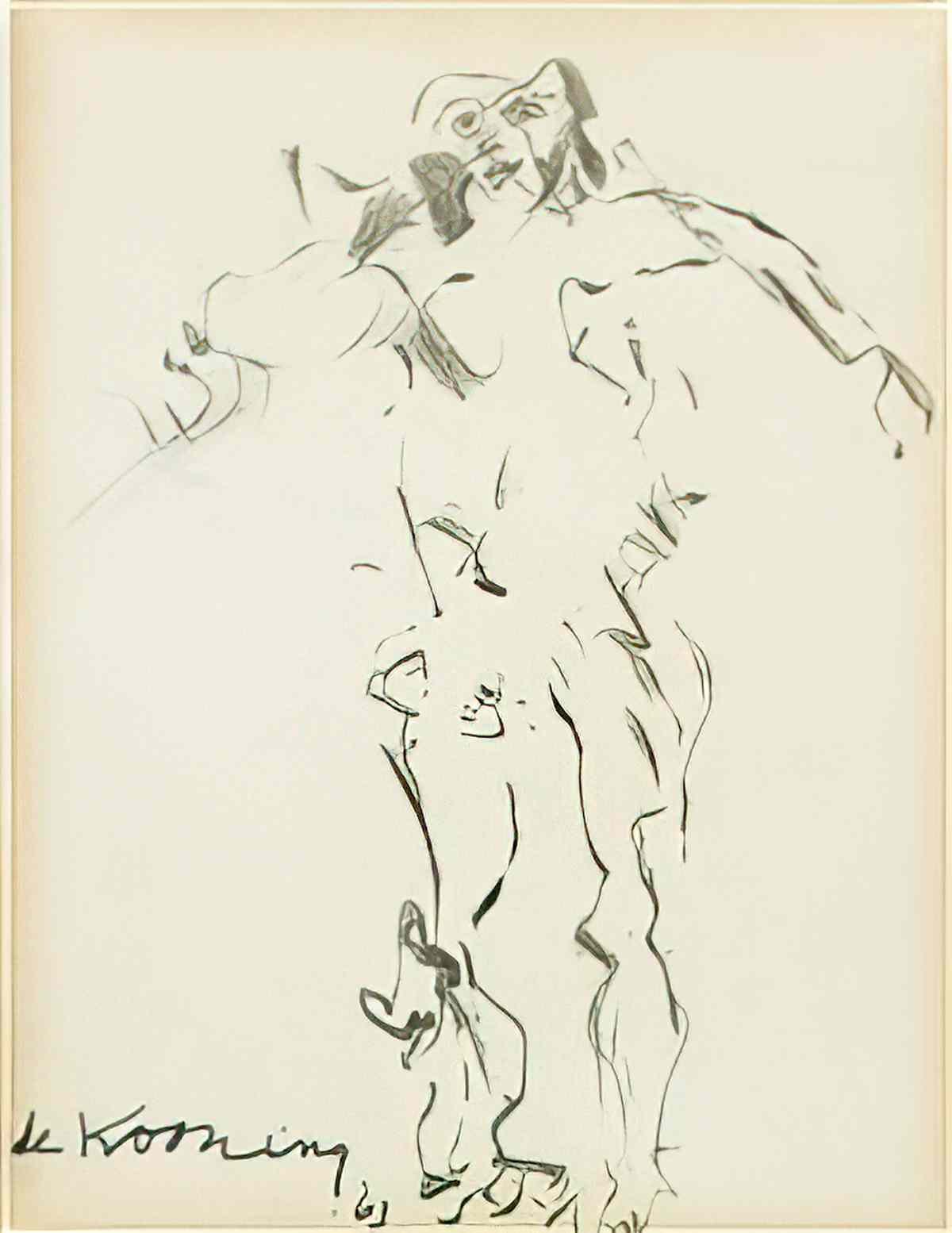 Willem de Kooning drawing of a woman clam digger Art A4 Photo Print