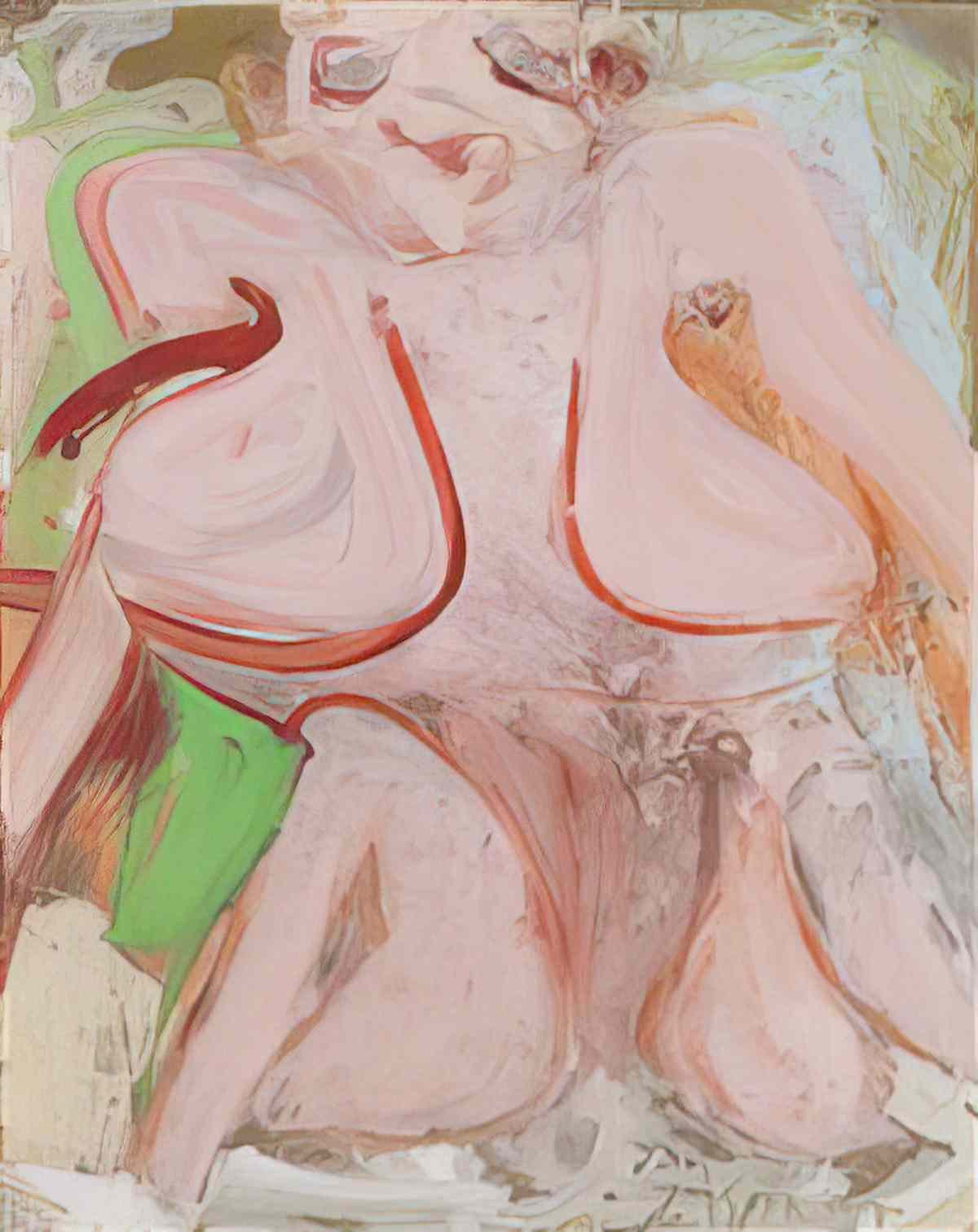 Willem de Kooning pink woman torso Art A4 Photo Print